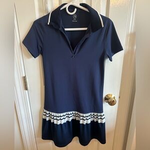 Addison Bay Navy Blue and White collared Dress